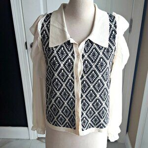 NWT! BOUTIQUE Sheer SLEEVE SWEATER SZ L